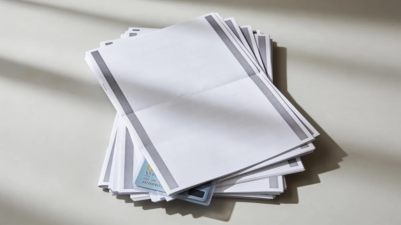 Pay stubs, a utility bill, and a bank statement laid out on a table