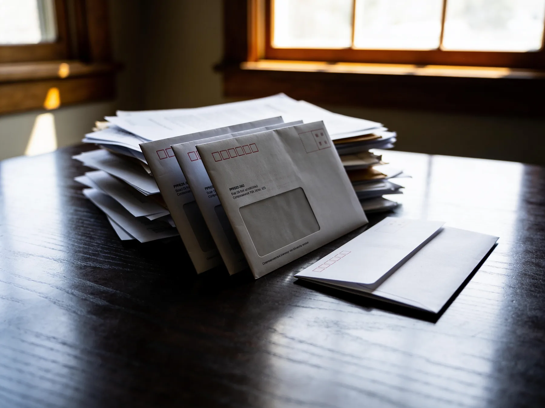 Pay stubs, a utility bill, and a bank statement laid out on a table
